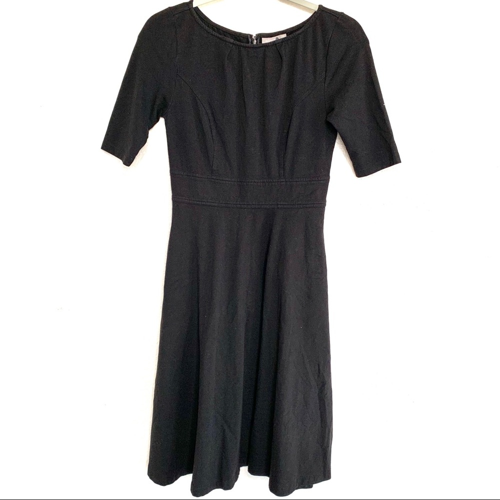 EShakti Black Fit & Flare Cotton Dress - Picture 1 of 8